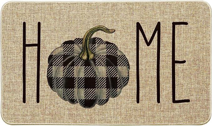 Artoid Mode Buffalo Plaid Pumpkin Home Decorative Doormat, Seasonal Fall Harvest Thanksgiving Rus... | Amazon (US)