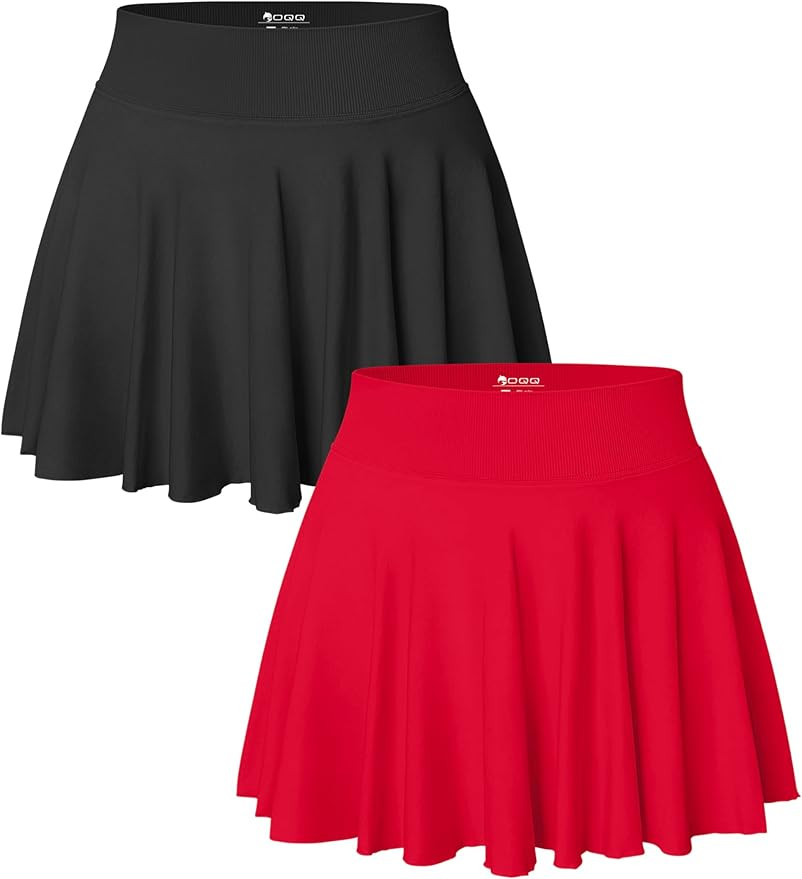 OQQ Women 2 Piece Skirts 2 in 1 Flowy Basic Versatile Stretchy Flared Casual Mini Skirts | Amazon (US)