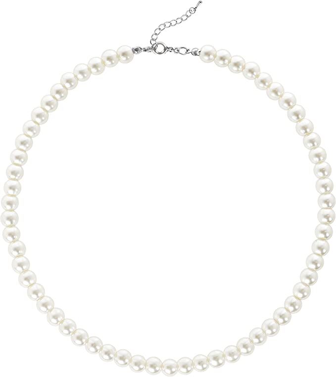 BABEYOND Round Imitation Pearl Necklace Wedding Pearl Necklace for Brides | Amazon (US)