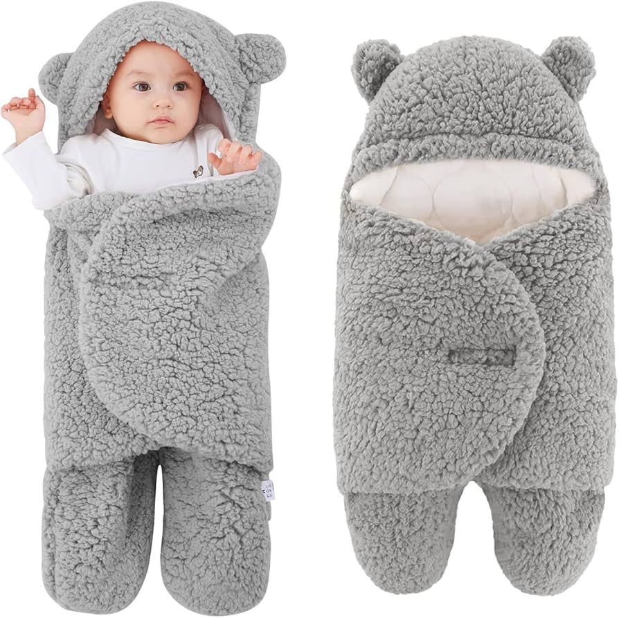 LILBESTIE Baby Swaddle Blanket Bear Plush Receiving Blankets Soft Swaddles 0-3 Months for Infants Girls and Boys Grey 2.0 TOG | Amazon (US)
