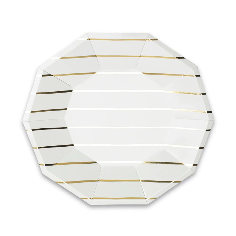 gold frenchie metallic striped large plates | Daydream Society