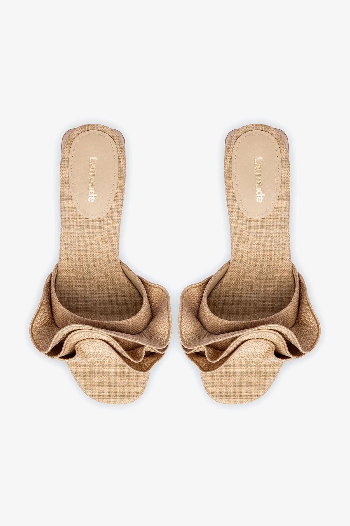 Brigitte Ruffle Mule In Beige Raffia | Larroude