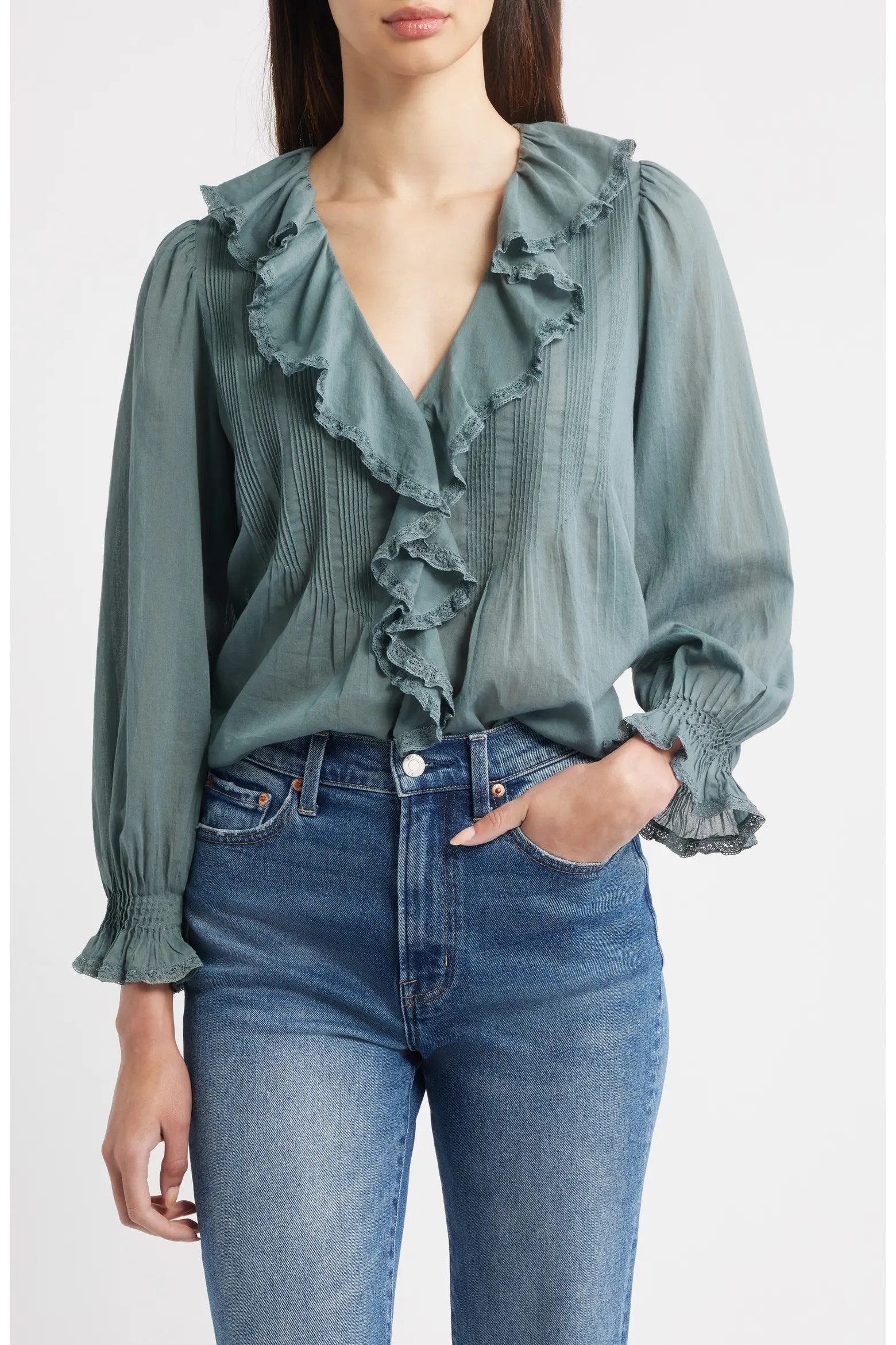 Hardy Ruffle Pintuck Organic Cotton Top (Women) | Nordstrom | Nordstrom