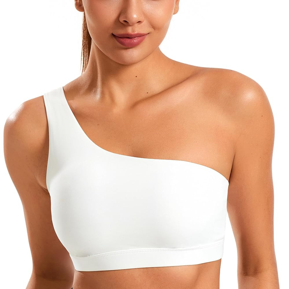 Smooth Sports Bras for Women One Shoulder Low Impact Asymmetrical Workout Tops Padded Yoga Bra | Amazon (US)