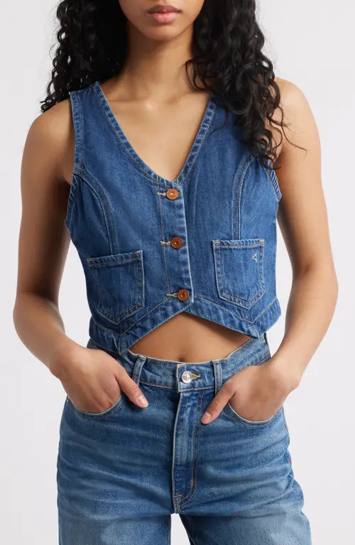 HIDDEN JEANS Supersoft Crop Denim Vest in Dark Wash at Nordstrom, Size Small | Nordstrom