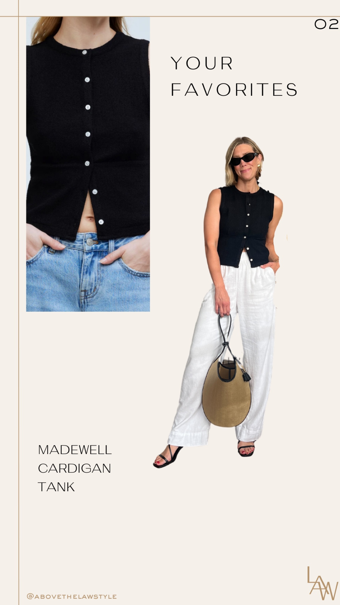2. Madewell Cardigan Tank
wearing small tank, small linen pants, heels tts 

#LTKStyleTip #LTKFindsUnder50 #LTKFindsUnder100