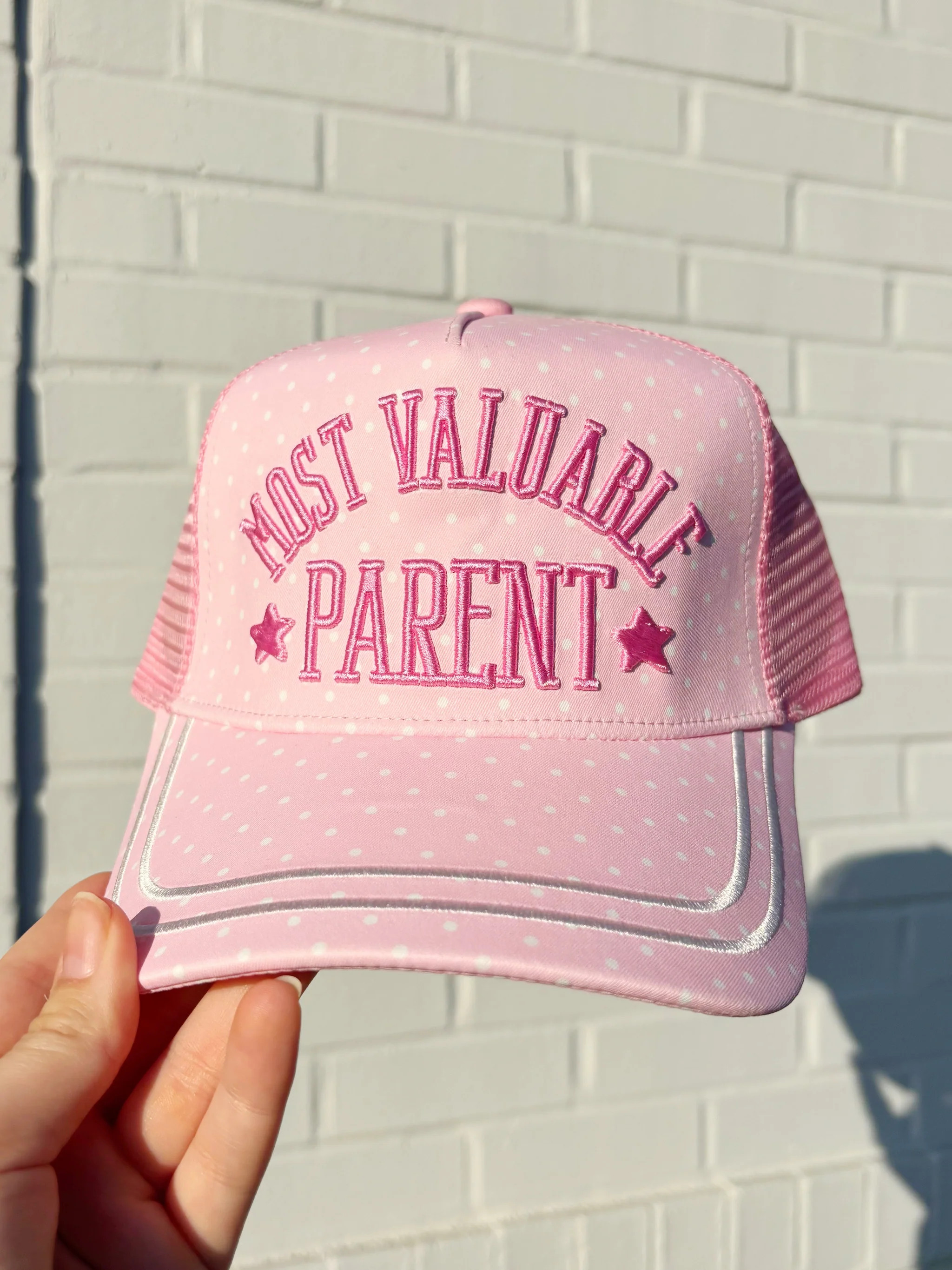 Pink Polka Dot Most Valuable Parent Hat - Pre Order | Poppy & Pine