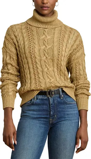 Metallic Turtlenrck Cable Knit Sweater | Nordstrom