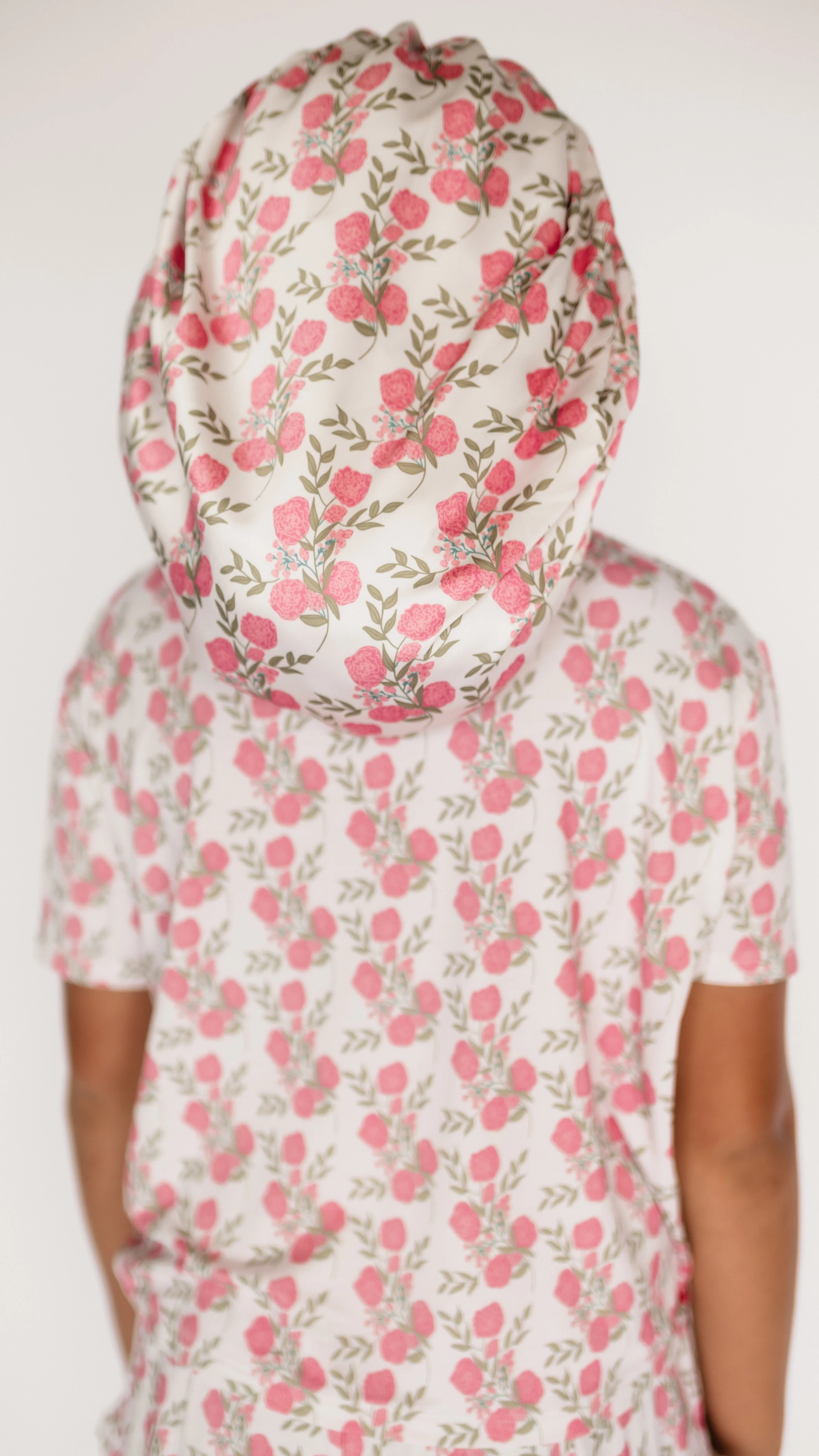 Adult Satin Bonnet in Pink Floral | Silks Design