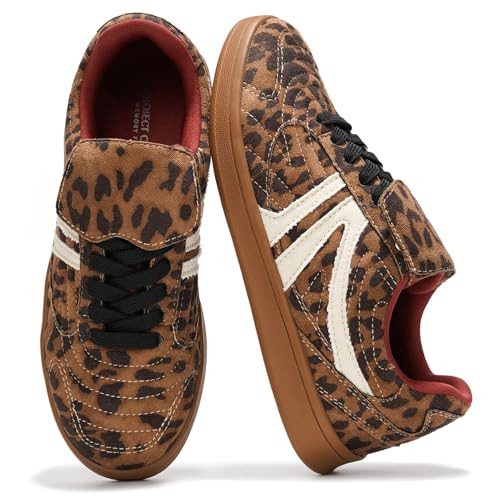 Project Cloud Leather Womens Sneakers - Memory Foam Casual Sneakers for Women Footwear Lace Up Women's Fashion Sneakers - Non-Slip Shoes for Women Trendy Shoes Womens (Madrid, LEOP, 8) Leopard | Amazon (US)
