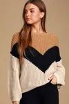 Autumn Leaves Tan Multi Chevron Stripe Knit Sweater | Lulus (US)