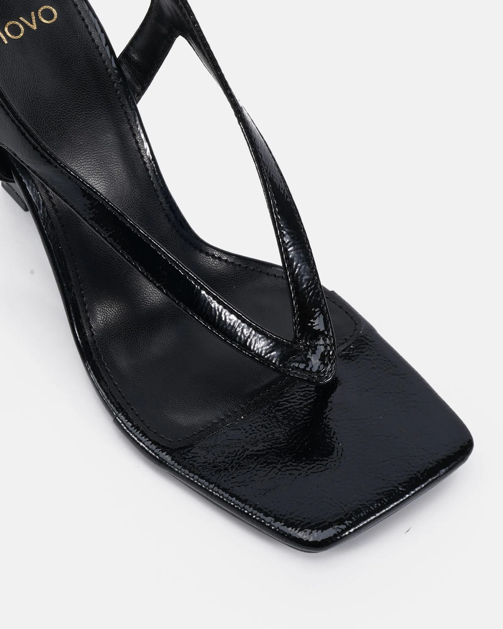 ZIELONA BLACK CRINKLE PATENT High Heels | Novo Shoes