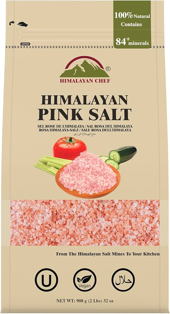Himalayan Chef Pink Himalayan Salt Coarse Grain, 2 lbs Bag - Pure, Natural, Kosher, Mineral-Rich,... | Amazon (US)