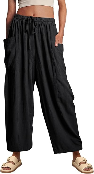 YKR Wide Leg Pants Woman Casual Loose Lightweigt Beach Palazzo Harem Pants Flowy Pants 2025 | Amazon (US)