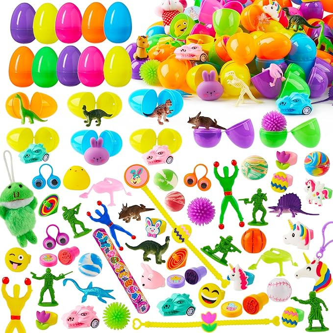 JOYIN 200Pcs Prefilled Easter Eggs with Assorted Toys Plus Stickers Inside, Easter Eggs Filled fo... | Amazon (US)