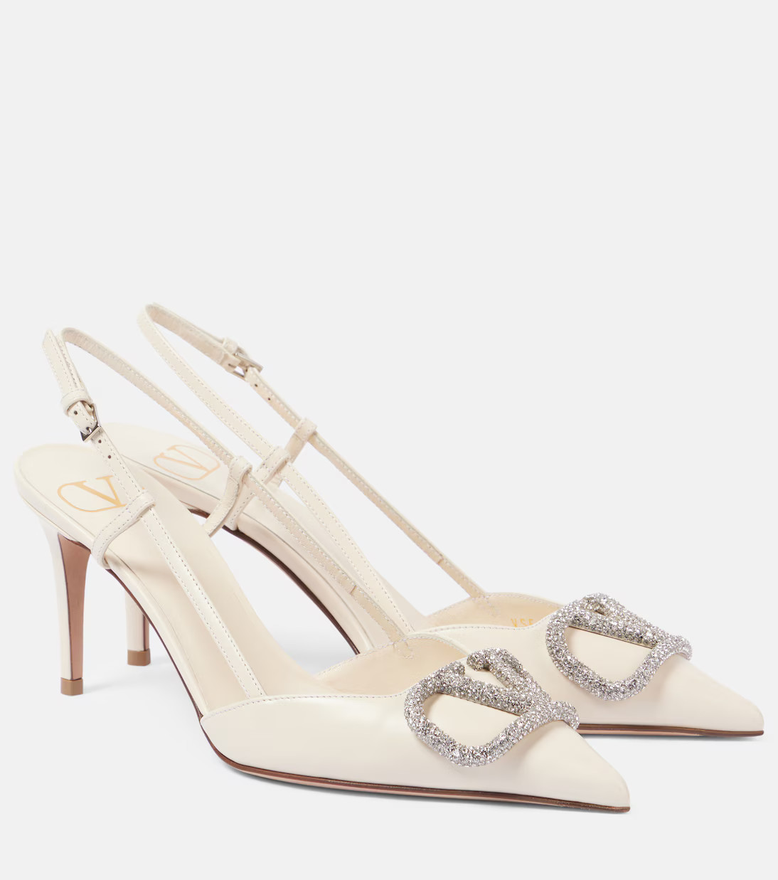 VLogo Signature leather slingback pumps | Mytheresa (US/CA)