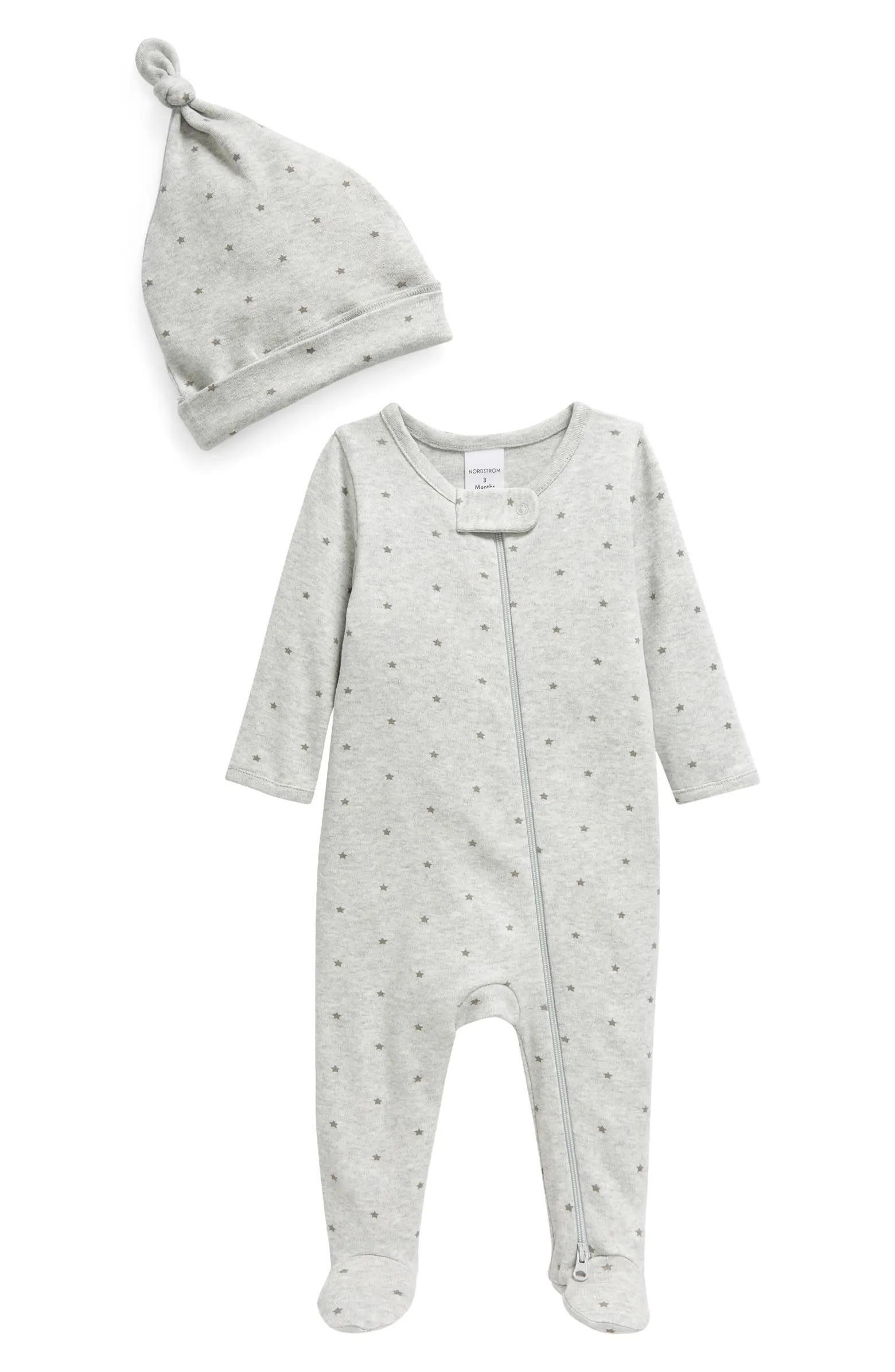 Nordstrom Print Zip Footie & Beanie Set | Nordstrom | Nordstrom