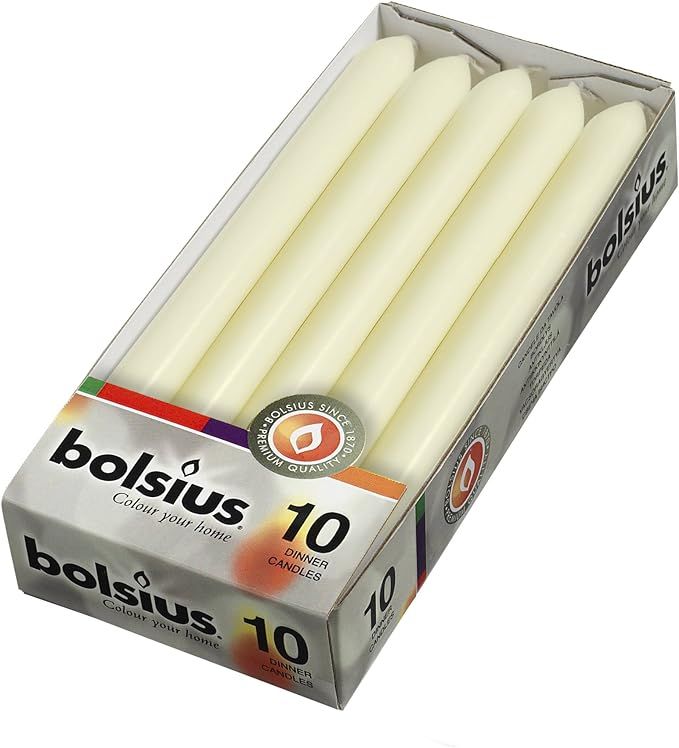 bolsius Dripless and Smokeless Dinner Candles, 10-inch Ivory (10 Pack) | Amazon (US)