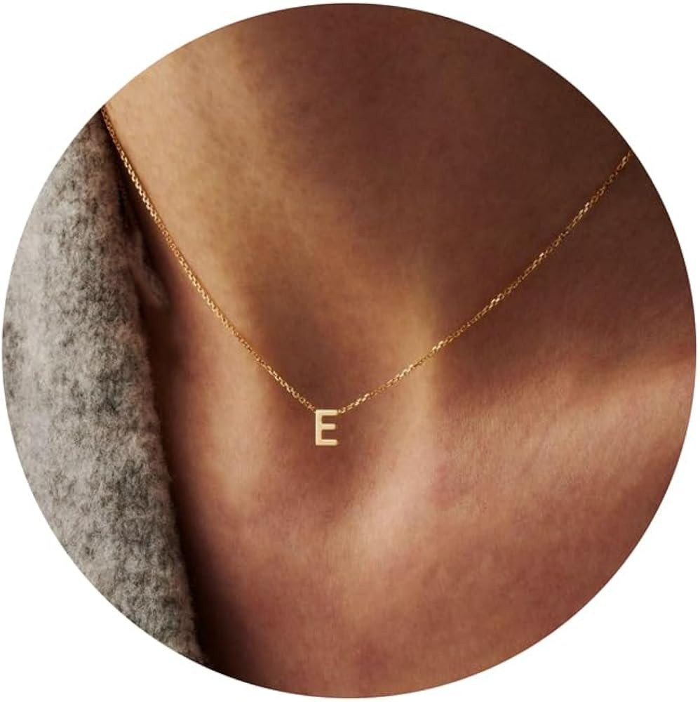 Initial Necklaces for Women, 14k Gold Plated Dainty Gold Letter Necklace Personalized Tiny Initia... | Amazon (US)