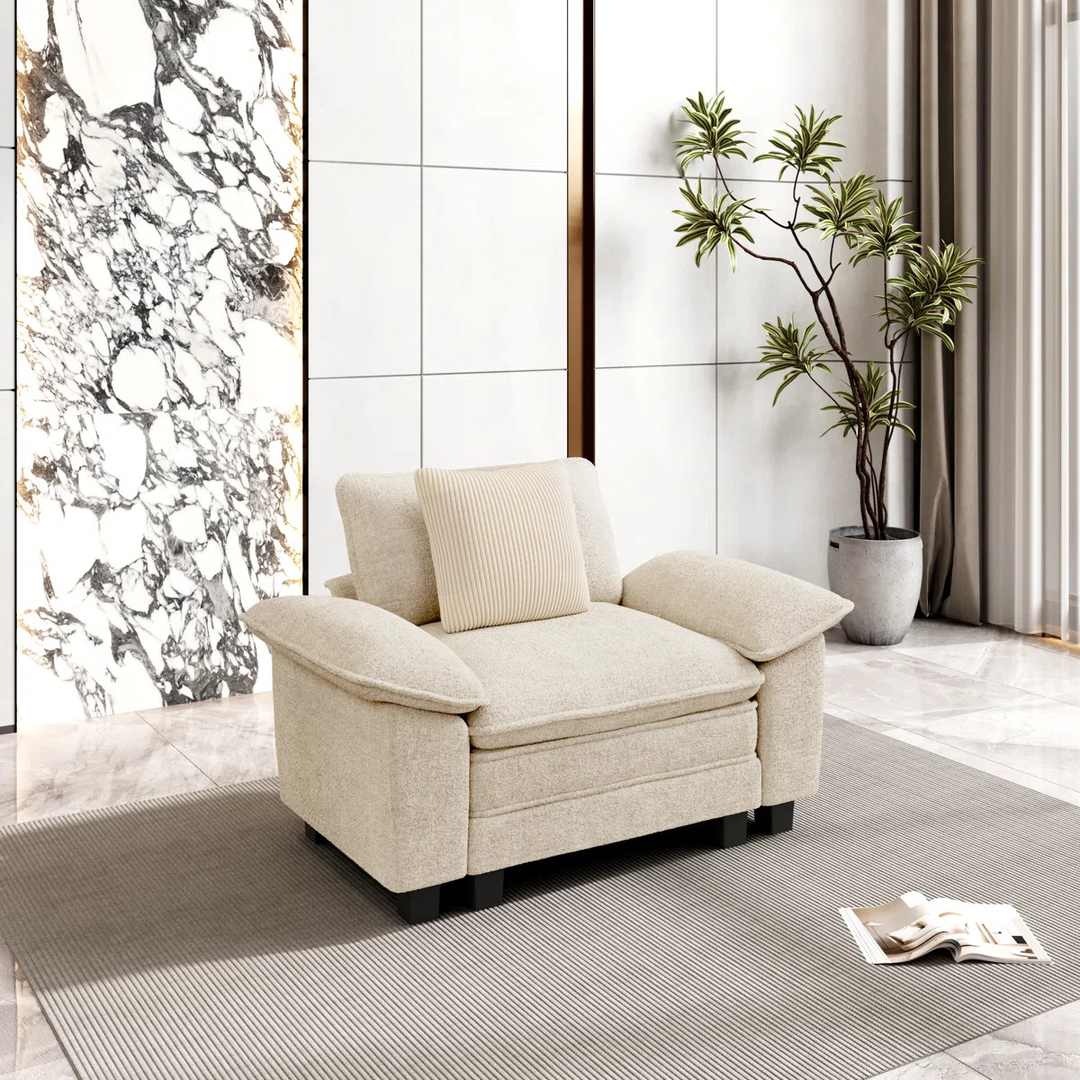 Deep Seat Sofa Chair With Throw Pillow | Wayfair North America