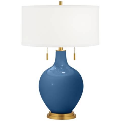 Regatta Blue Toby Brass Accents Table Lamp | Lamps Plus