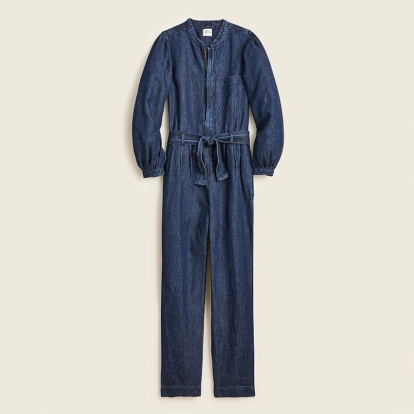 Puff-sleeve denim jumpsuit | J.Crew US