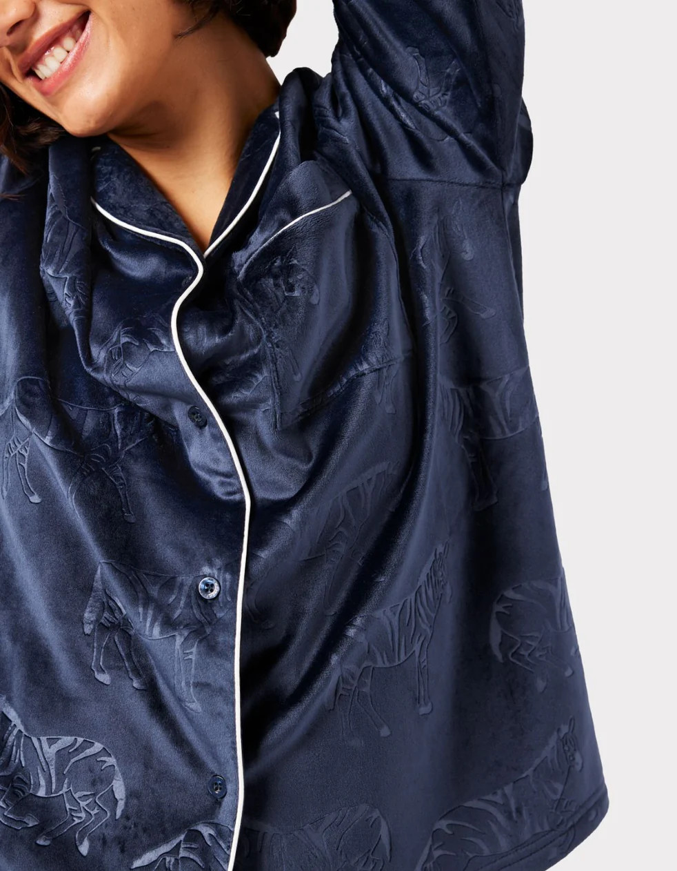 Velour Navy Zebra Print | Chelsea Peers NYC