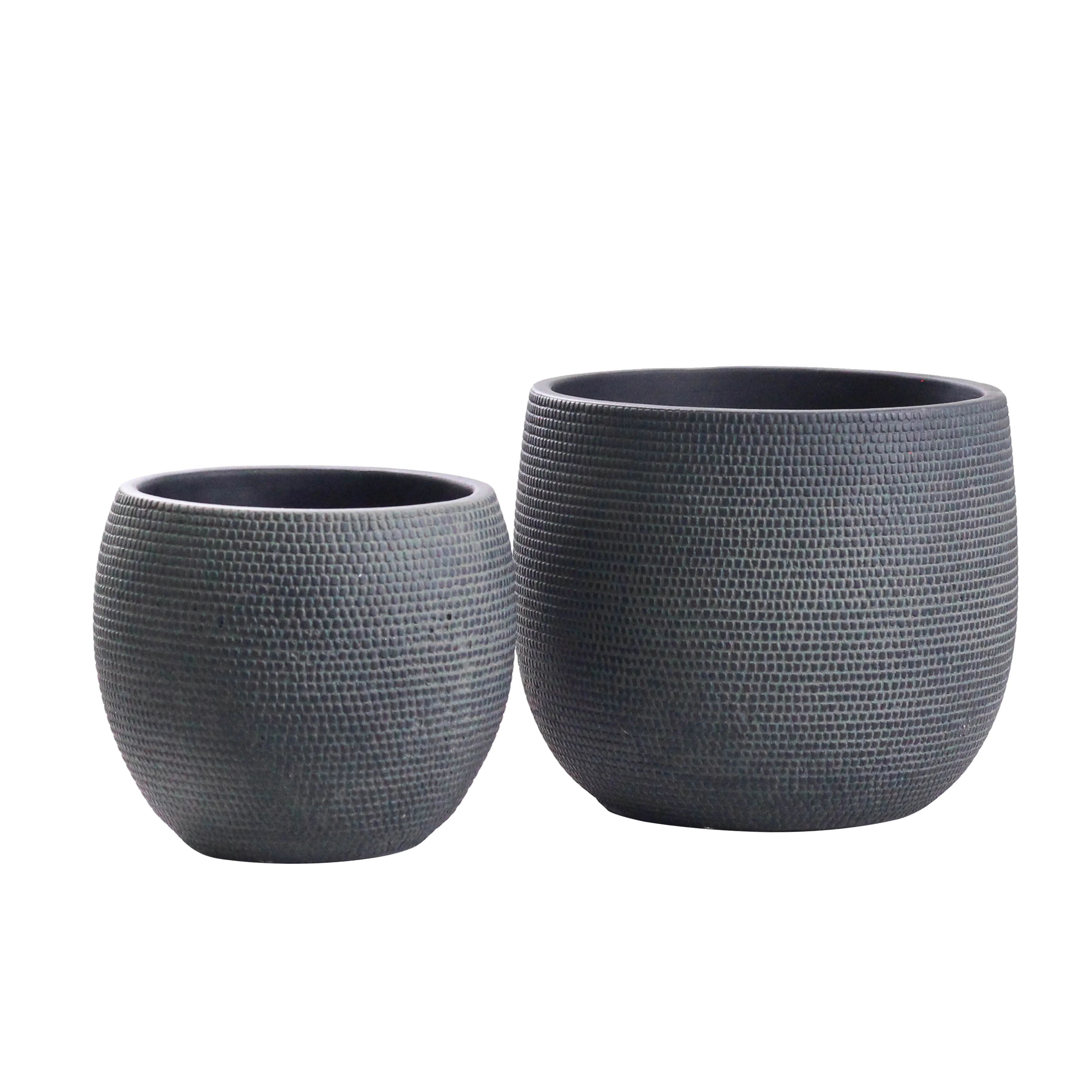 Olly & Rose Barcelona Ceramic Plant Pot Set 2 - Indoor & Outdoor Planters (Black) - Walmart.com | Walmart (US)