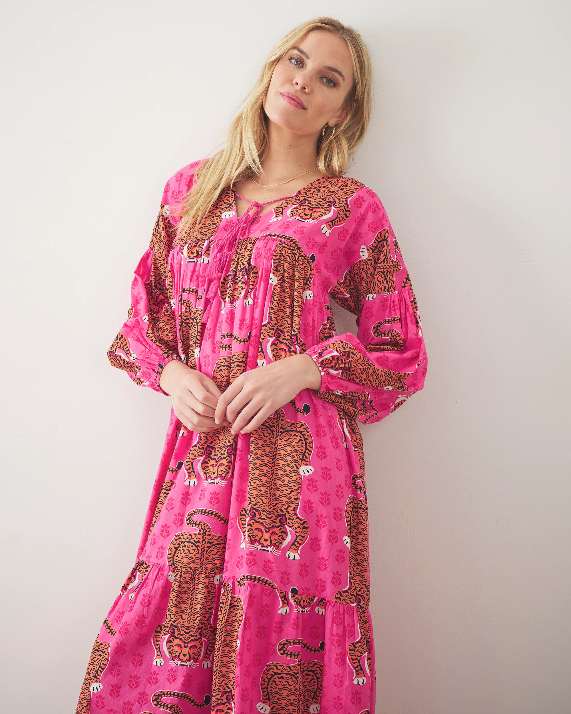 Siberian Stripes - Day Tripper Dress - Neon Rose | Printfresh