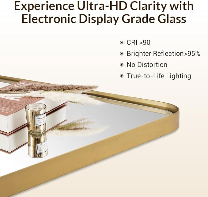 ANDY STAR Gold Bathroom Mirrors for Over Sink, 30x55 InchBrushed Gold Wall Mirror, Rectangular Me... | Amazon (US)