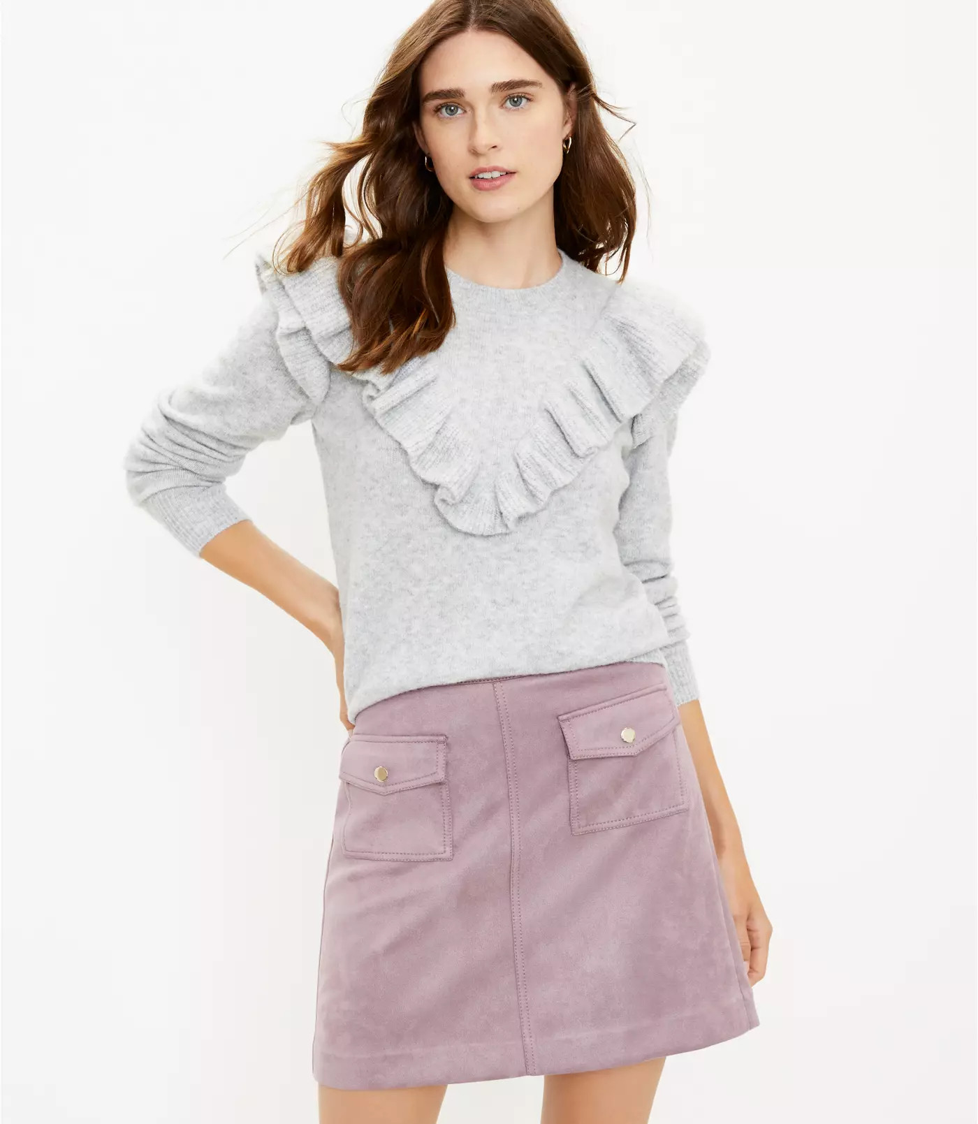 Ruffle Yoke Sweater | LOFT