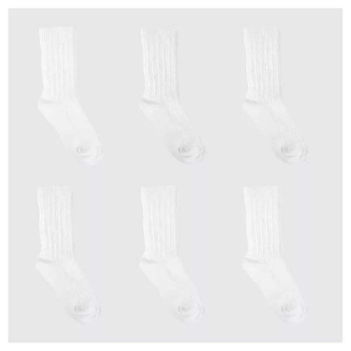 Girls' 6pk Cable Crew Socks - Cat & Jack™ White | Target