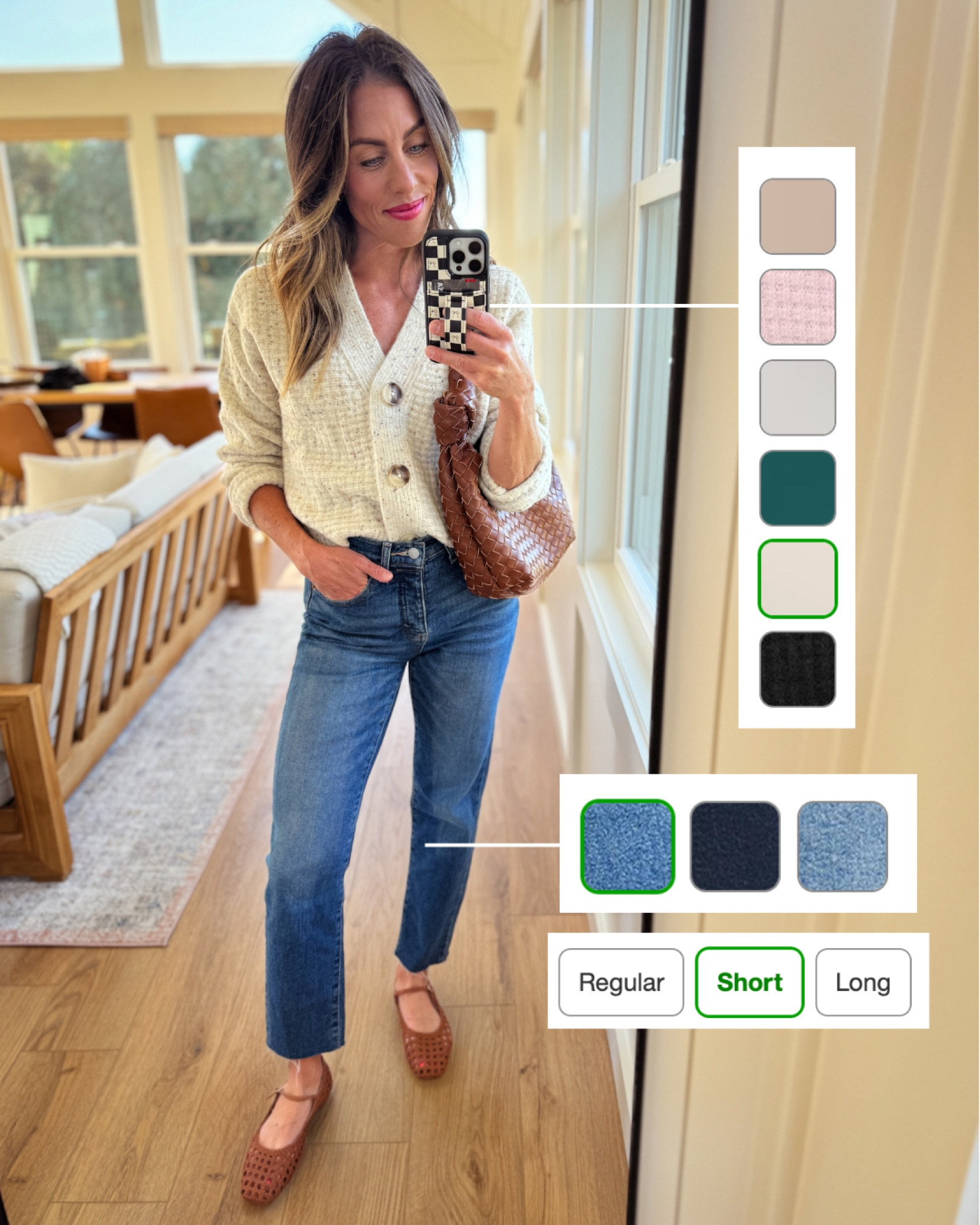 Cardigan: xs
Jeans: 2 shorts (size up one) 
Shoes: 6 (fit TTS)

#LTKSaleAlert #LTKStyleTip #LTKOver40