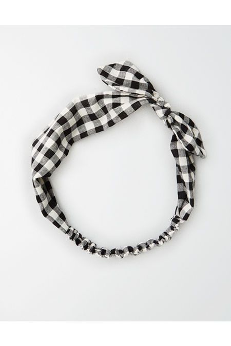 AE Black Gingham Bow Headband | American Eagle Outfitters (US & CA)