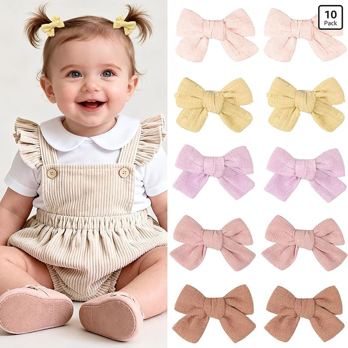 CÉLLOT Baby Bows for Girls,Fully Lined 2 Inches Pinky Hair Bows Ponytail Pigtail Bows with Allig... | Amazon (US)