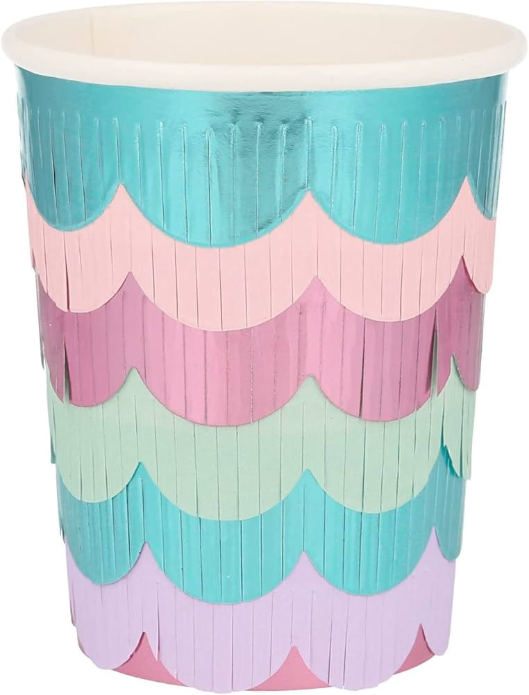 Meri Meri Mermaid Scalloped Fringe Cups (Pack of 8) | Amazon (US)
