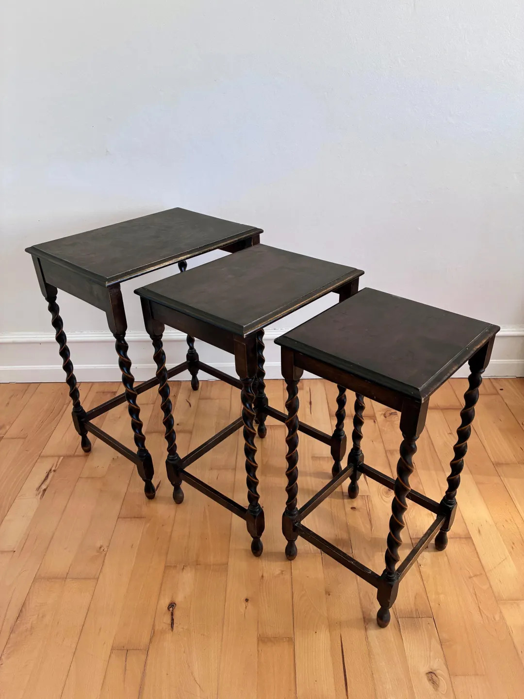 Vintage Set of 3 Barley Twist Walnut Nesting Side Tables, English 1940s | Etsy (Global)