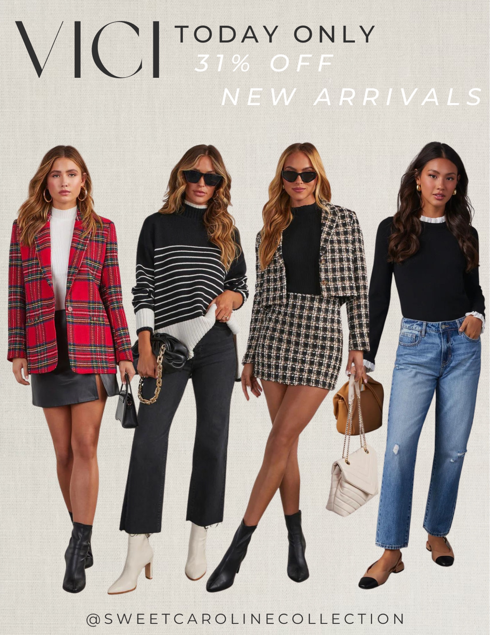 VICI is having a 31% off New Arrivals sale TODAY ONLY! 

Sweater, shoes, jeans, dress, bag, purse, jewelry, hat, turtleneck, scarf, skirt, coat, blazer, pants, sweater dress, bodysuit, vest, jacket, top, blouse, blazer, thanksgiving outfit, fall style, fall fashion, winter style, fashion, holiday outfit, sale alert, under 100, under 50, new arrivals, best seller, sweet Caroline collection 

#LTKsalealert #LTKSeasonal #LTKfindsunder100