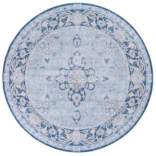 SAFAVIEH Tucson Machine Washable Slip Resistant Jeung Traditional Rug - 8' x 10' - Light Blue/Nav... | Bed Bath & Beyond