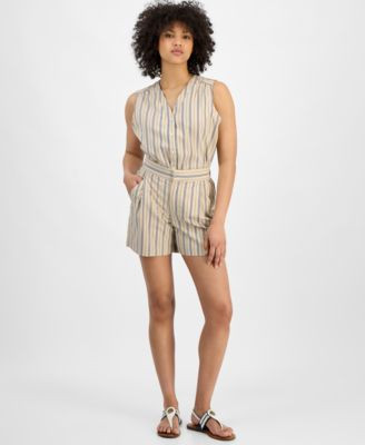 Tommy Hilfiger Women's Striped Clean-Front Shorts - Macy's | Macy's