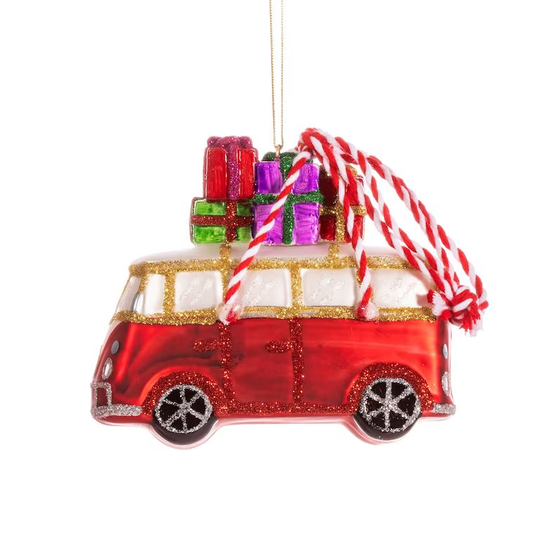 Red White Gold Campervan With Christmas Gifts on Roof Hanging - Etsy UK | Etsy (UK)