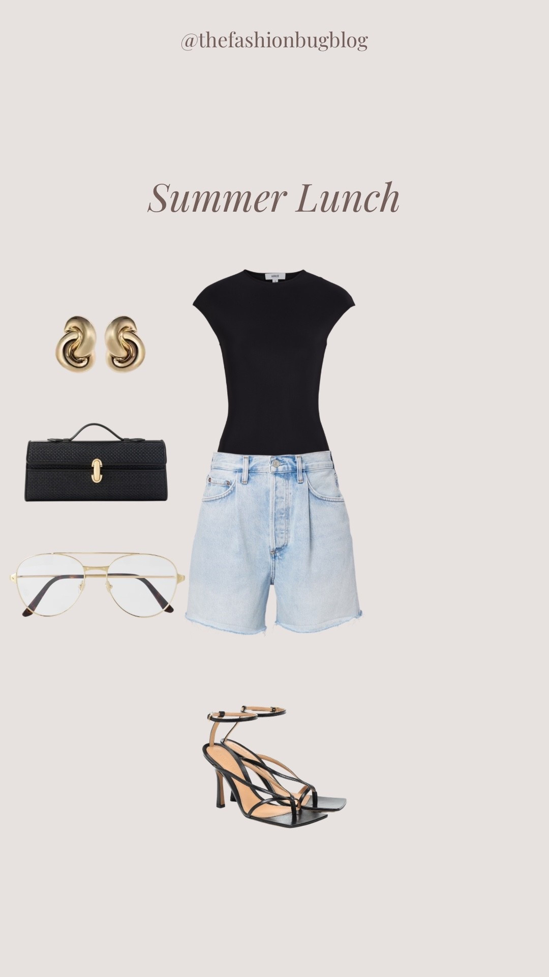 Bodysuit shorts heels summer lunch