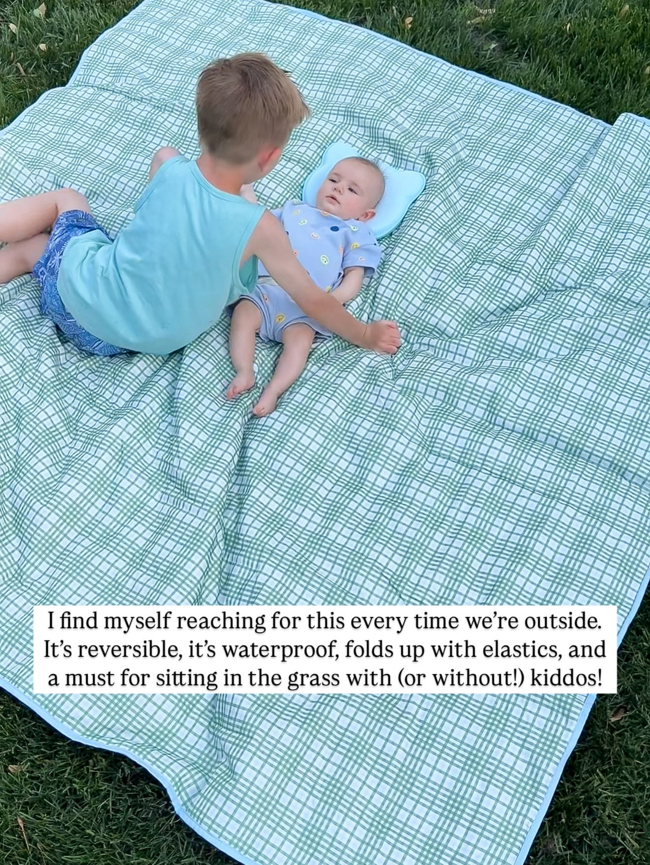 Perfect outdoor blanket for grass, sand, etc! Waterproof and folds up with elastic straps! Also reversible! 

#LTKSeasonal #LTKSummerEdit #LTKHome