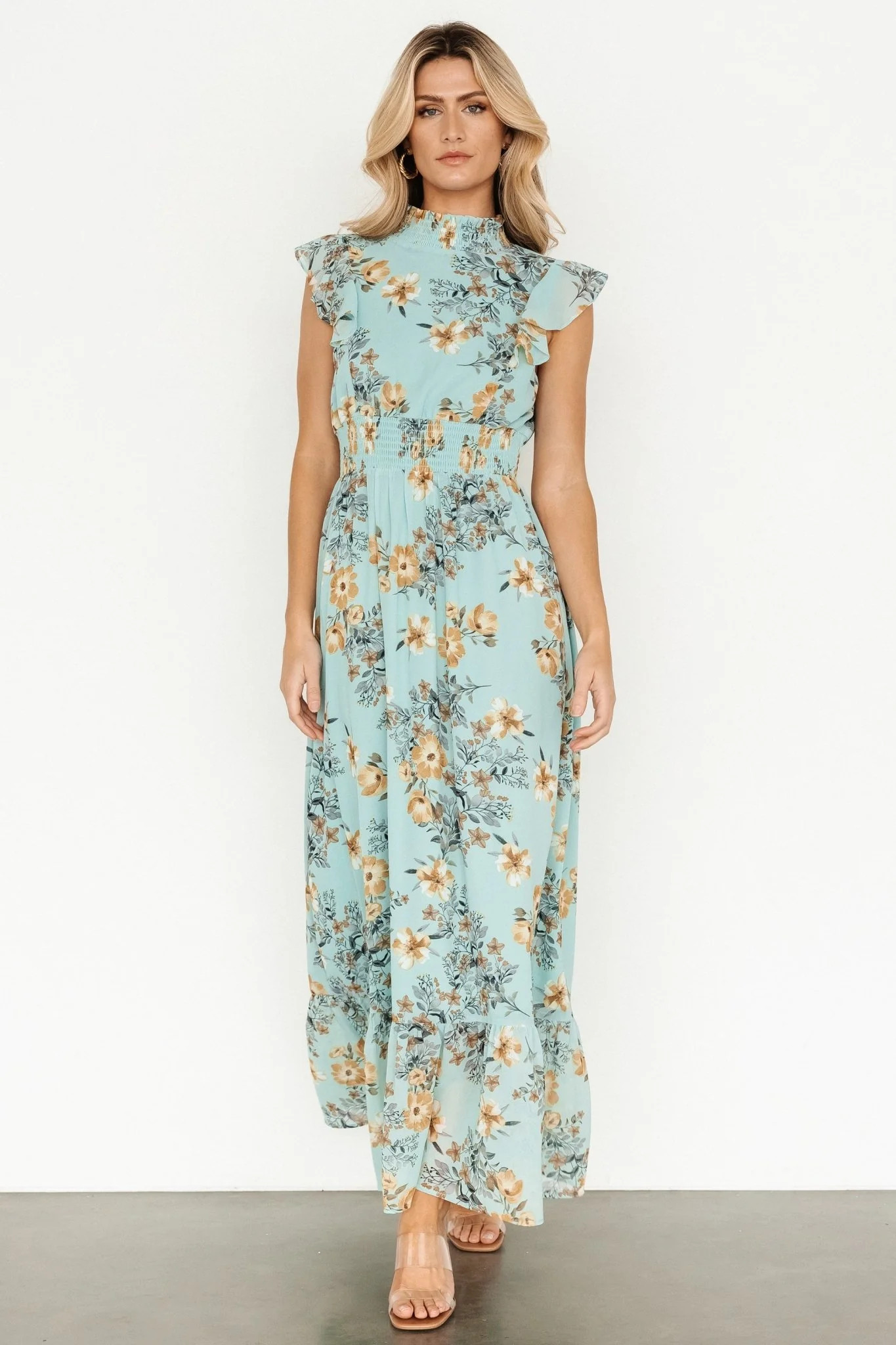 Kearny Ruffle Maxi Dress | Mint Floral | Baltic Born