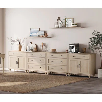 Scarlett Sideboard Cabinet With 8 Drawers And 4 Doors, Vintage Wood Grain Design, Buffet Cabinet ... | Wayfair North America