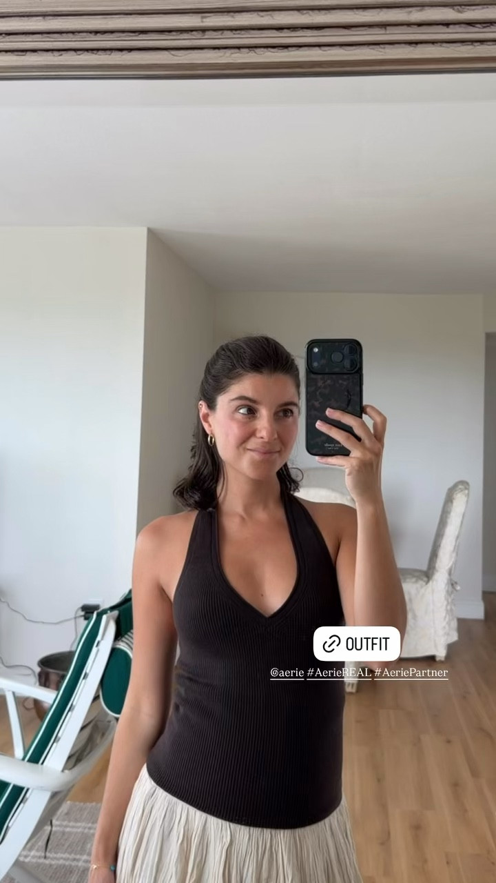 [4/21/26] full outfit is from @Aerie | top is so comfortable and the skirt is a convertible dress and skirt. Wearing small in both! 

#LTKPetite #LTKootd #LTKBump