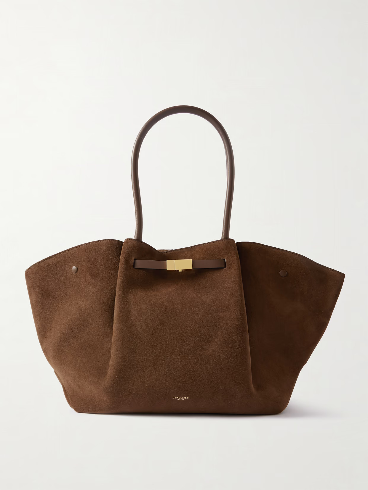 DeMellier - New York Leather-trimmed Suede Tote - Brown | NET-A-PORTER (US)
