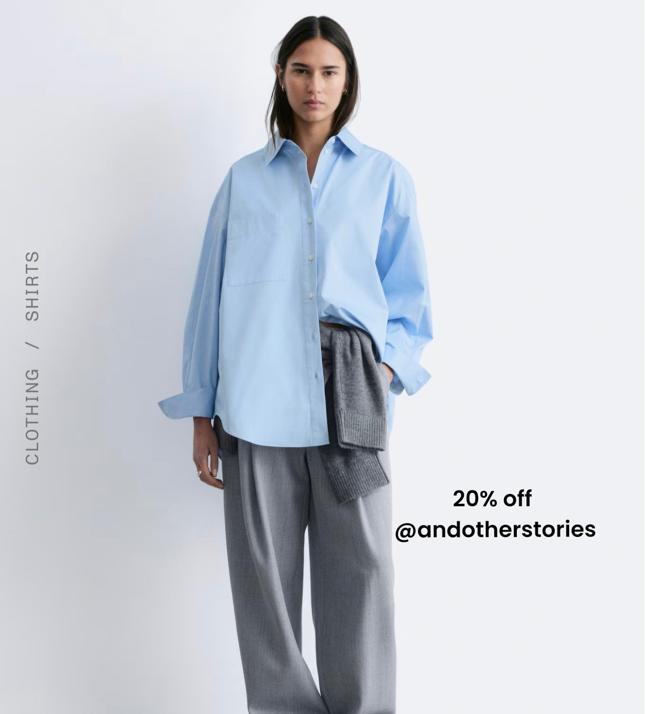 There’s 20% off at andotherstories. This shirt is the perfect spring piece and can be worn so many ways. Love it with this grey wide leg style. 

#LTKover50style #LTKstyletip #LTKuk