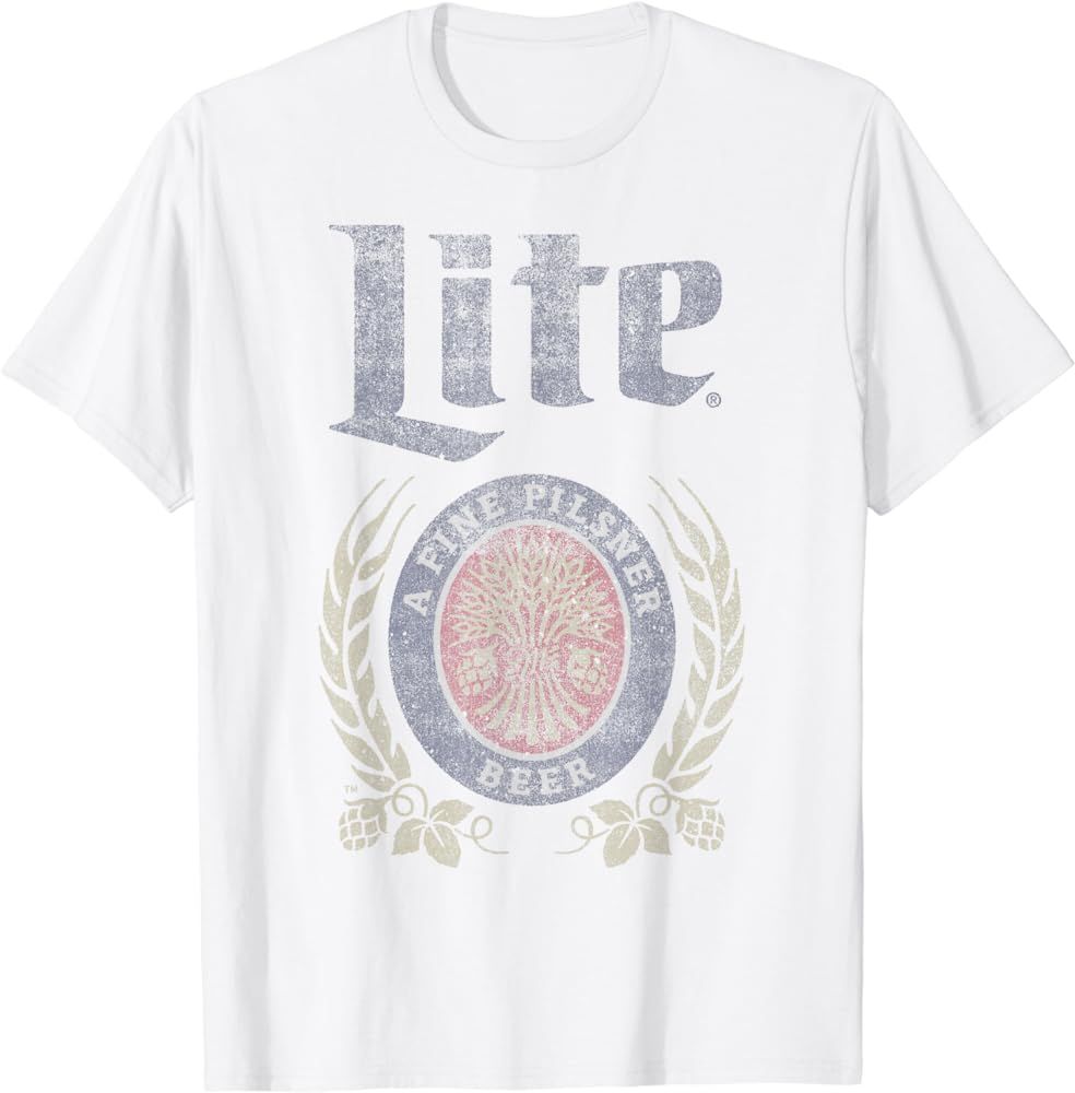 Coors Miller Lite Fine Pilsner Centered Logo T-Shirt | Amazon (US)