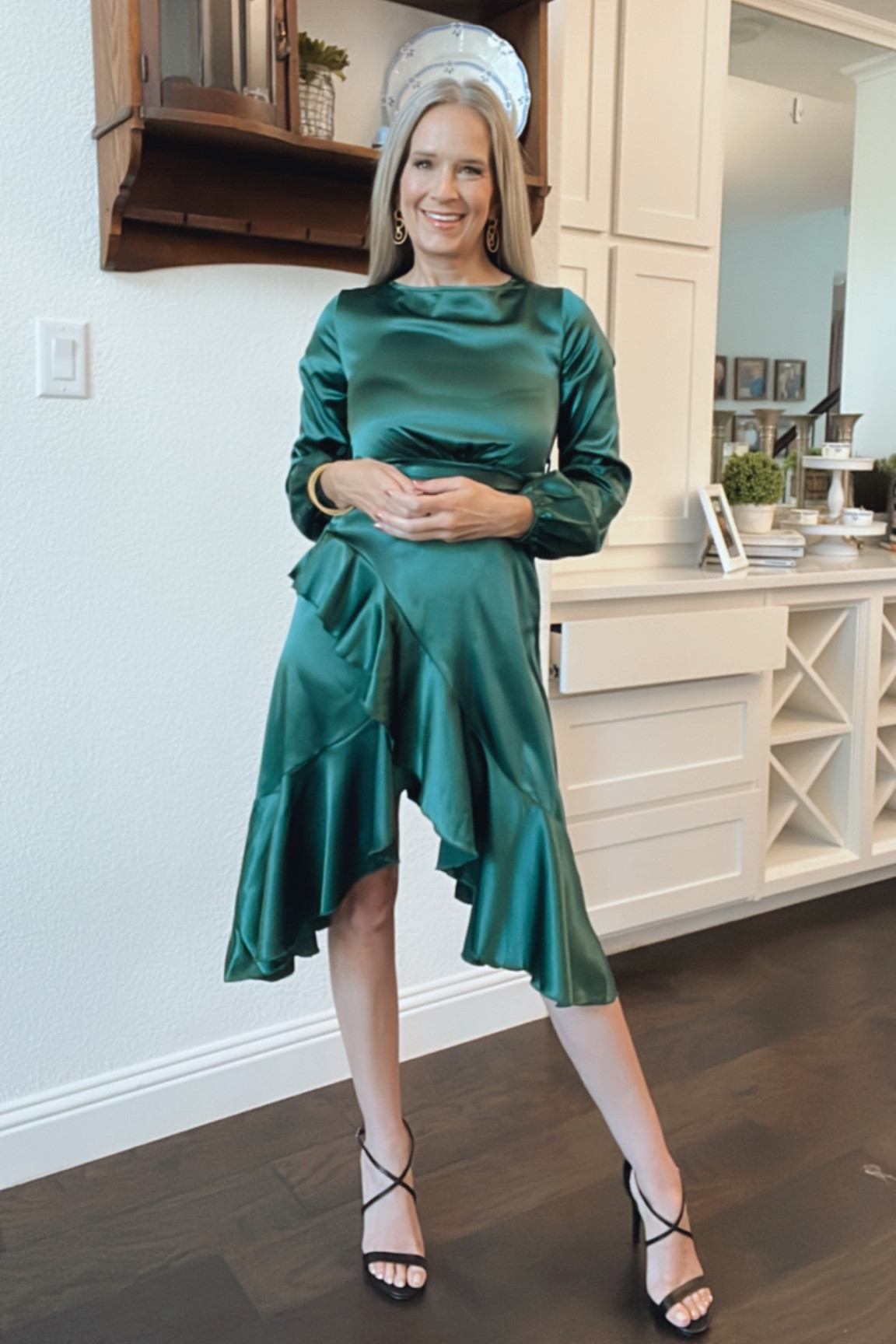 green emerald velvet dress Amazon Emerald Green Dress Satin Maxi main image 1
